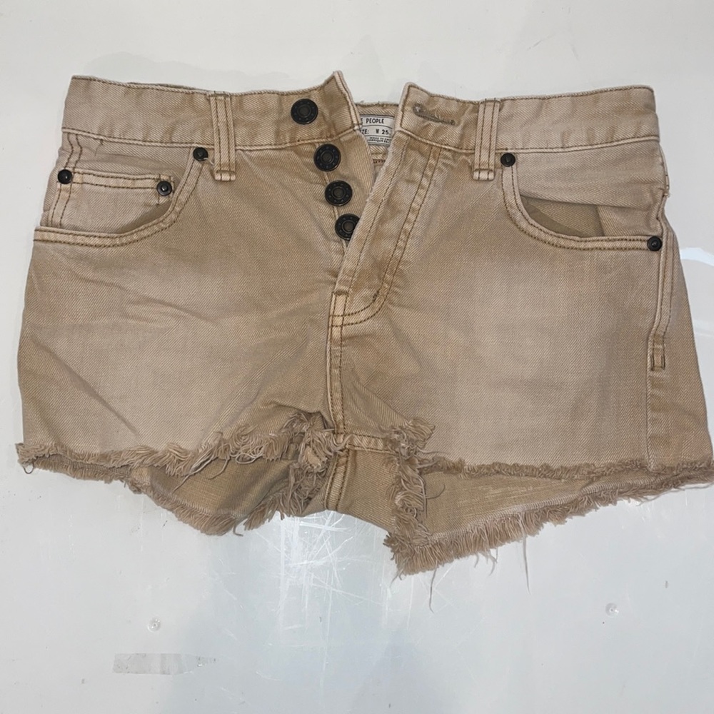 Free People Khaki jean shorts size 25